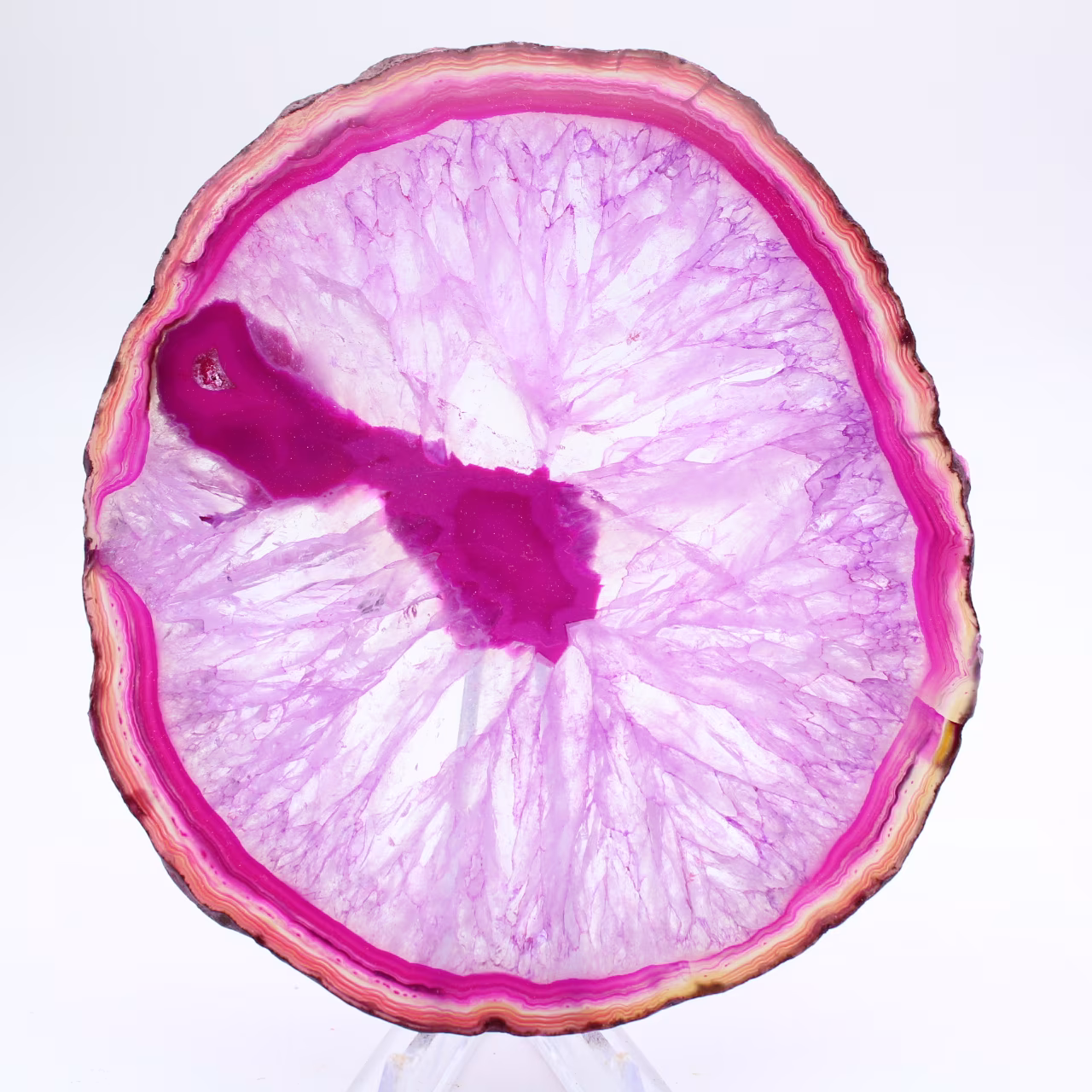 Fetta di agata naturale tinta di rosa