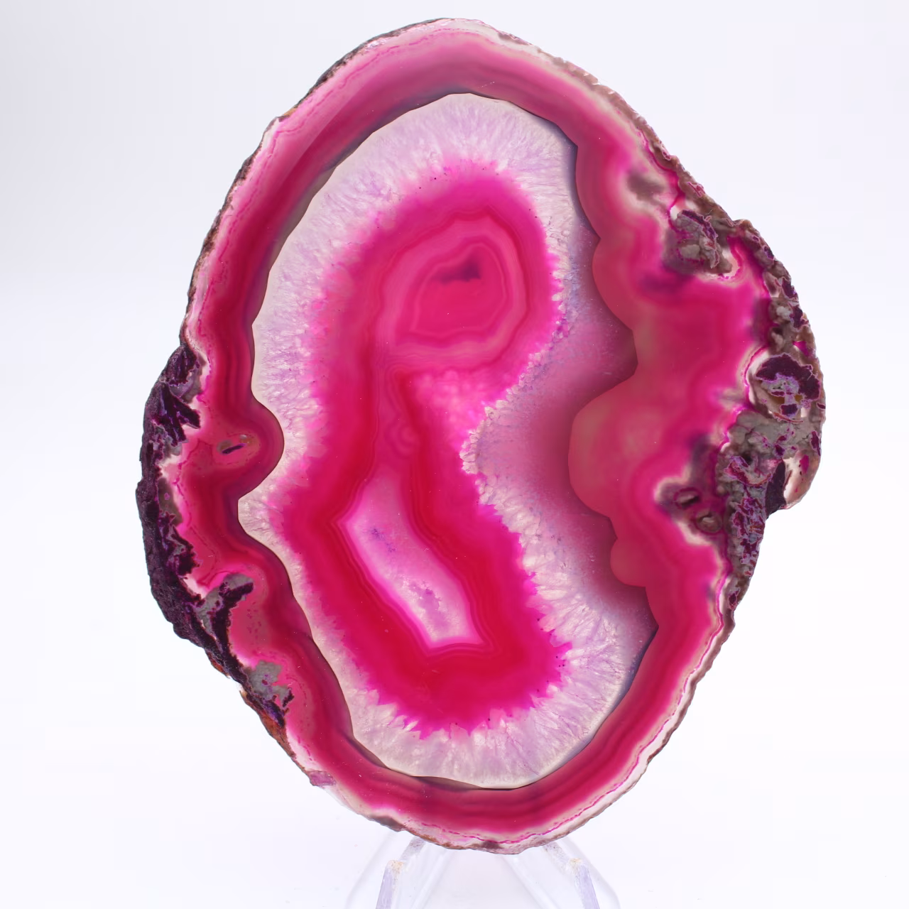 Fetta di agata naturale tinta di rosa