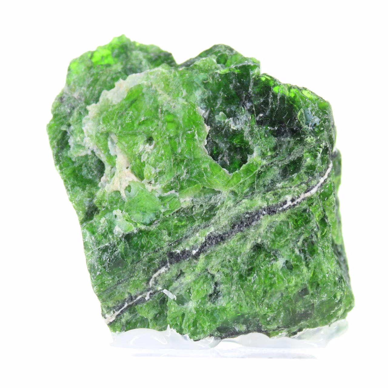 Cromodiopside naturale grezzo, campione verde proveniente dalla Finlandia, 80 g