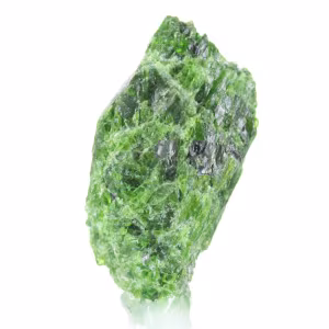 Cromodiopside grezzo dalla Finlandia, minerale verde su base, 60 g