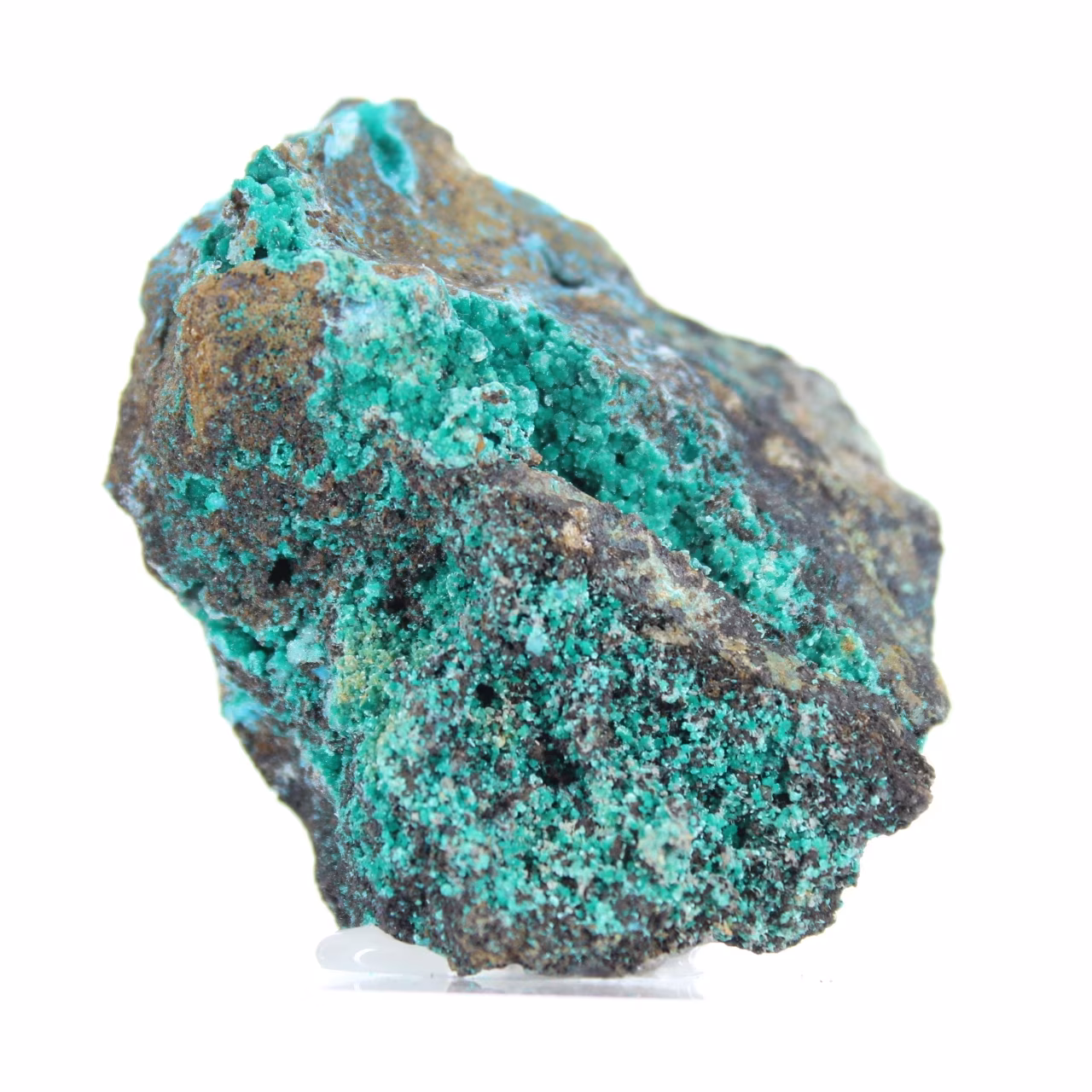 Brochantite cilena: minerale grezzo su ganga e basamento