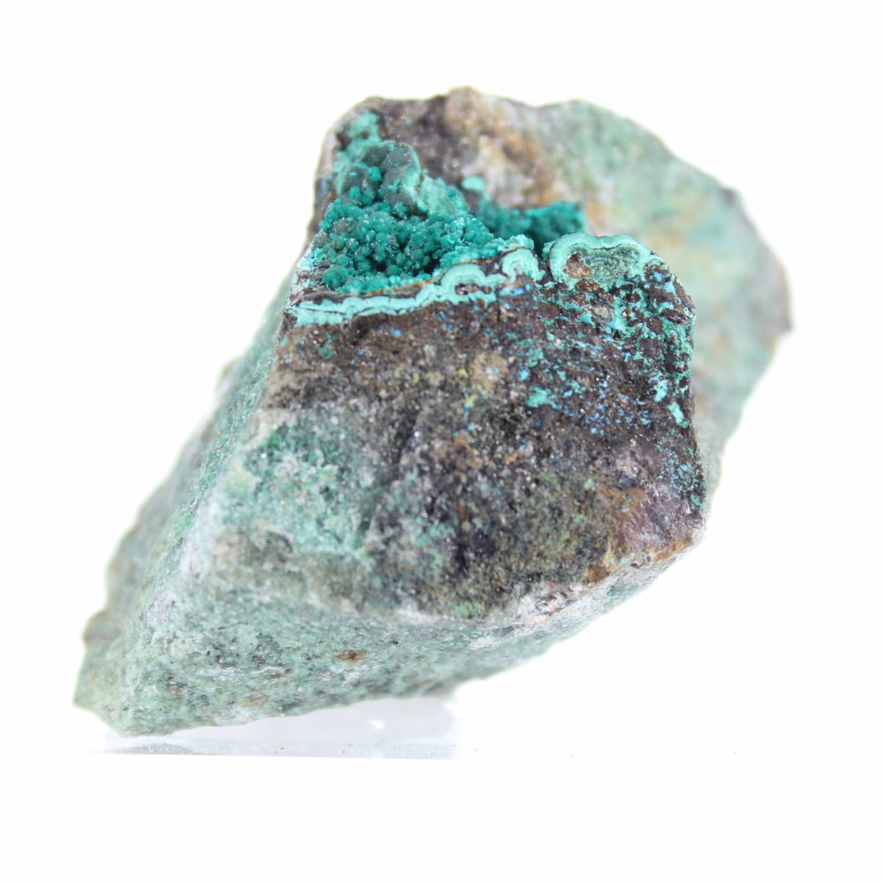 Brochantite naturale su ganga dal Cile con base