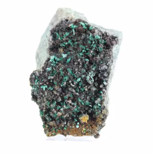 Brochantite grezza proveniente dal Cile - Campione scientifico su piedistallo