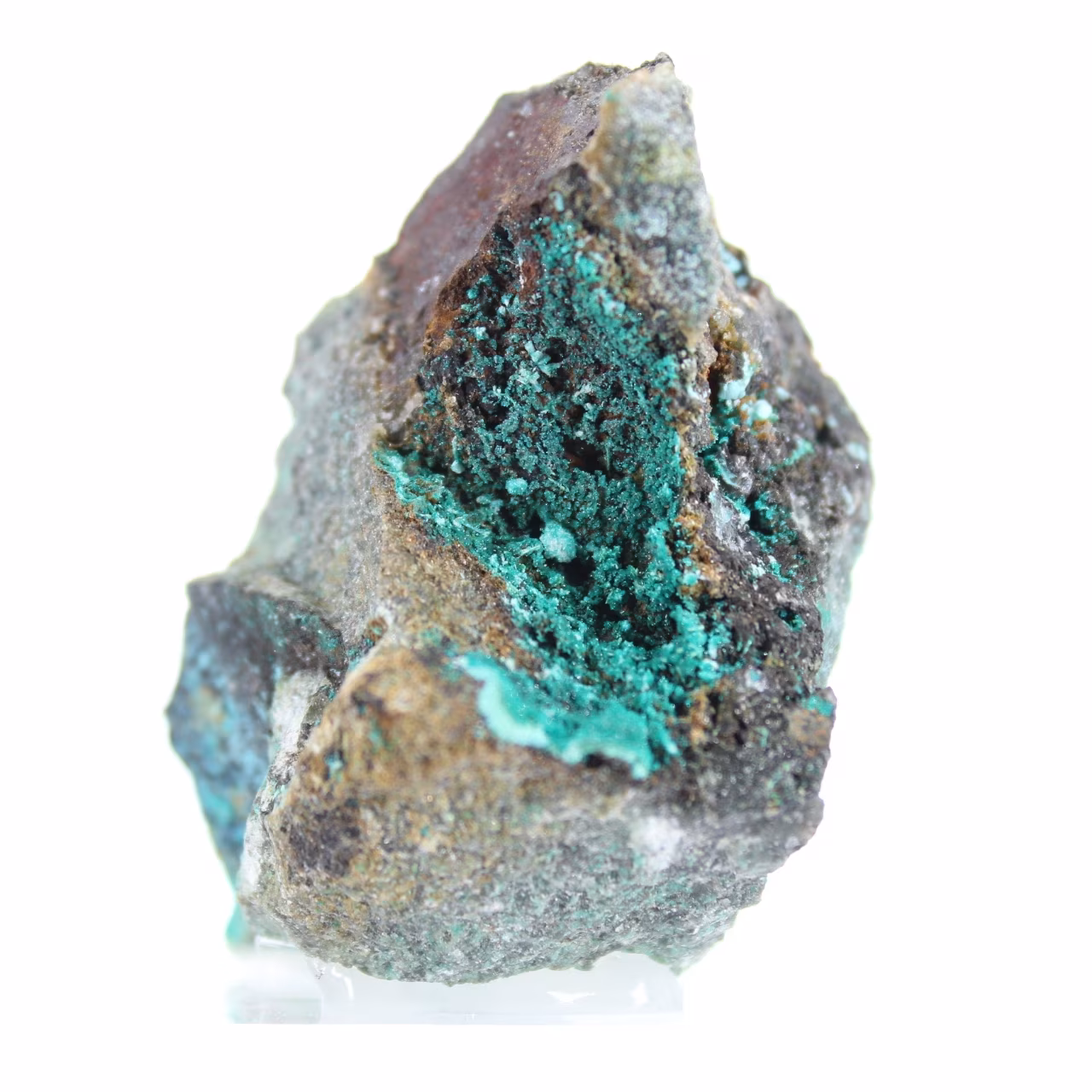 Brochantite verde grezza proveniente dal Cile, minerale di ganga