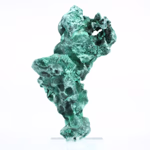 Alta malacite fibrosa dalla RDC su base, pietra da collezione