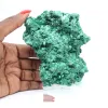 Malacite fibrosa dal profilo piatto dalla RDC, minerale decorativo su base - 7