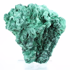 Malacite verde naturale del Congo in aggregato fibroso, su base