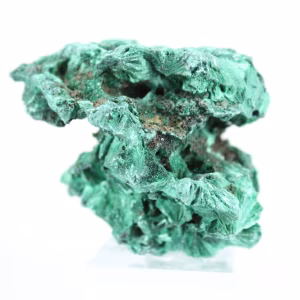 Blocco tozzo di malacite fibrosa del Congo, decorazione minerale