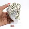 Cristalli ottaedrici naturali di pirite provenienti dal Perù su una base - 9