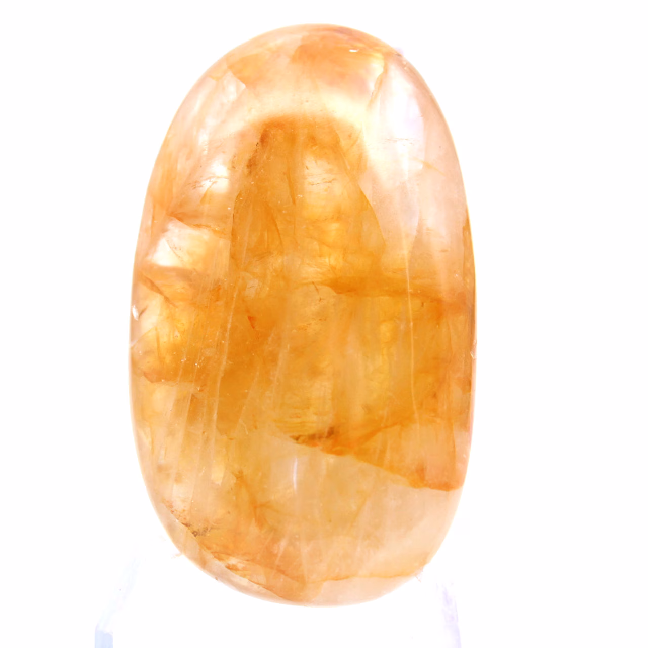 Ciottolo di quarzo giallo levigato del Madagascar per vetrina minerale