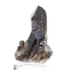 Cristallo tozzo di quarzo morione del Brasile, esemplare minerale su base - 3