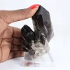 Cristallo tozzo di quarzo morione del Brasile, esemplare minerale su base - 1