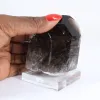 Quarzo morione del Brasile, cristallo nero naturale montato su base - 1
