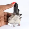 Cristallo di quarzo nero morione, origine Brasile, fornito con base - 1